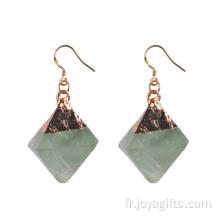 Incroyable arc-en-ciel naturel brut Fluorite boucles d’oreilles pendantes